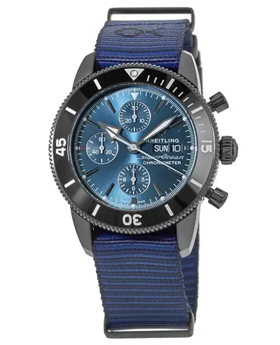 Breitling Superocean Heritage Chronograph 44 Outerknown Blacksteel Men's Watch Model M133132A1C1W1 (blue, arb12271)