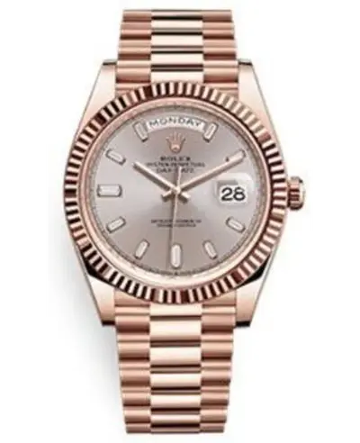 Rolex Day Date 40 Model M228235-0004 Everose Gold Sundust Dial Diamond Baguette Hands (arb12286)