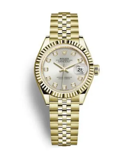 m279178-0016 Yellow Gold Case, Silver Diamond Dial Women's Rolex Watch (arb12451)