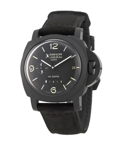Panerai Luminor 1950 10 Days Ceramica Black Dial Black Leather Strap Watch Model PAM00335 (black, arb12506)
