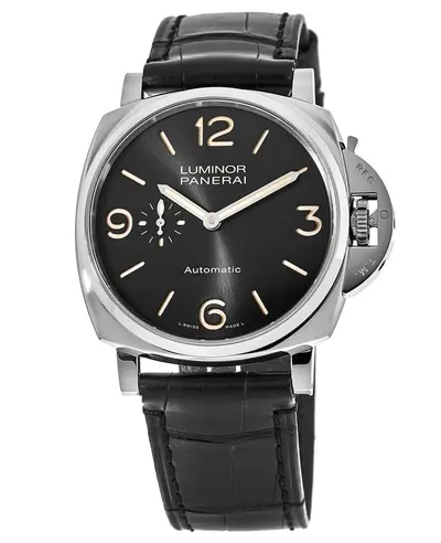 Panerai Luminor Due Men's Watch PAM00674 Black Dial Polished Steel Case Automatic Self Winding (black, arb12510)