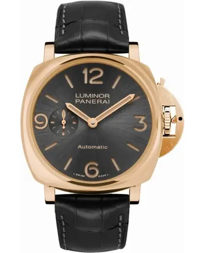 Panerai Luminor Due 3 Days Men's Automatic Rose Gold & Black Leather Strap Watch Model PAM00675 Brand New Authentic (arb12511)