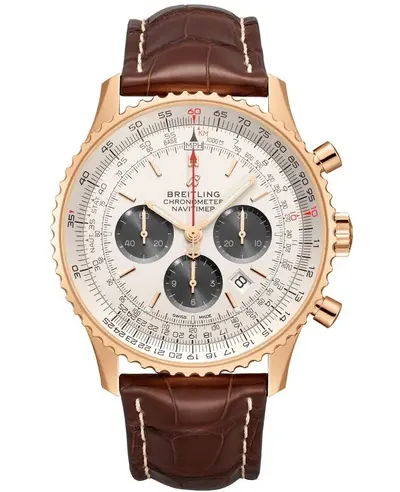 RB0127121G1P1 Breitling Navitimer B01 Chronograph 46 Silver Dial Brown Leather Strap Men's Watch (arb12674)