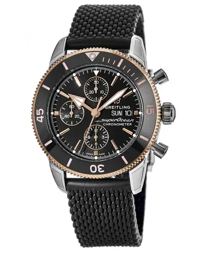 Breitling Superocean Heritage Chronograph 44 Automatic Black Dial 18K Rose Gold Bezel Rubber Strap Men's Watch U13313121B1S1 (black, arb12733)