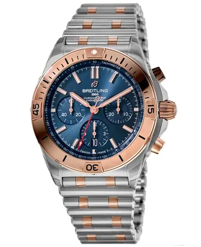 UB0134101C1U1 Breitling Chronomat B01 42 Automatic Chronograph Men's Steel & Rose Gold Dial Watch (blue, arb12755)