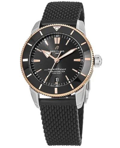 UB203012/BG52/279S Breitling Superocean Heritage Automatic Black Dial 18K Gold Bezel Rubber Strap Men's Watch UB2030121B1S1 (black, arb12767)