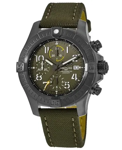 Avenger Chronograph 45 Night Mission Black Titanium Green Dial Men's Watch Model V13317101L1X1 Breitling (green, arb12873)