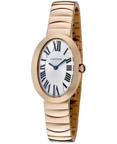 Cartier Baignoire Small Quartz W8000005 18K Rose Gold Case Silver Dial Women's Watch (arb12946)